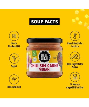 Little Lunch Organic Stew Chili Sin Carne | 100% Vegan Gluten-Free Lactose-Free | No Added Sugar or Artificial Additives | 6 x 350ml - Buy Online on SooperMarket.com