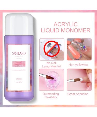 Saviland 8 OZ Professional Acrylic Liquid Monomer - Fast Setting, Non-Yellowing MMA Free Formula for Acrylic Nail Extensions - Buy Online on SooperMarket.com