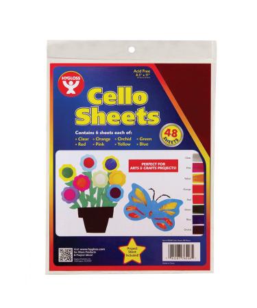 Hygloss Products-78548 Cello Sheets - Great for Arts, Crafts, DIY Projects, Classroom Activities, Gift Wrapping And More, 8.5 by 11 Inches, 8 Colors (6 Each) 48 Pack 8.5 x 11-Inch 48 Sheets