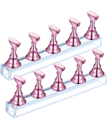 2 Sets Acrylic Nail Display Stand Nail Tip Practice Holder Magnetic Nail Practice Stand Fingernail DIY Nail Art Stand for False Nail Tip Manicure Tool Home Salon Use (Pink)
