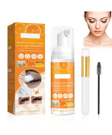Eyelash lengthening cleaning mousse Eyelash Extension Cleanser Eyelash Foaming Cleanser Eyelash Wash and Lash Bath for Extensions 60ML with Mascara Wand