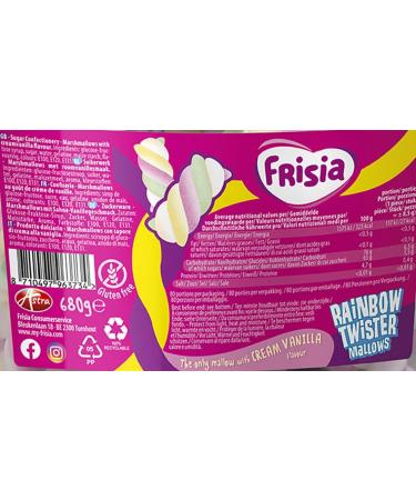 Frisia Rainbow Marshmallow Sweets Bulk - 680g Twister Cable Mallows Confectionery with Cream Vanilla Tub of Sweets with Old Scool Sweets Postcard Kids Sweets for Birthdays Camping Party Bags - Buy Online on SooperMarket.com