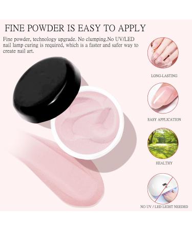 8 in 1 Dip Powder Starter Kit - Clear Pink French White Nude Colors - Daily Makeup Fine Dipping Powder Set with Liquid, Brush Cleaner, Base, Top & Activator - 18g - Buy Online on SooperMarket.com