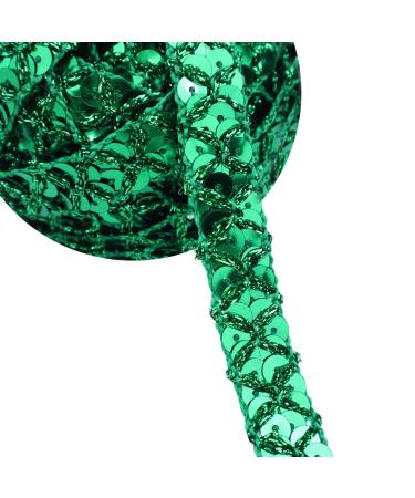SEWDIYTR Sequin Lace Ribbon Metallic Glitter Braid Trim for Sewing Christmas Home Decoration 10 Yards (Green)
