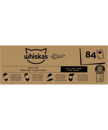 Whiskas Adult 1+ Katznassfutter Tasty Duo Surf & Turf in Jelly - 84 Portion Bags (7.14 kg) - Premium Wet Cat Food for Adult Cats - International Shipping Available - Buy Online on SooperMarket.com