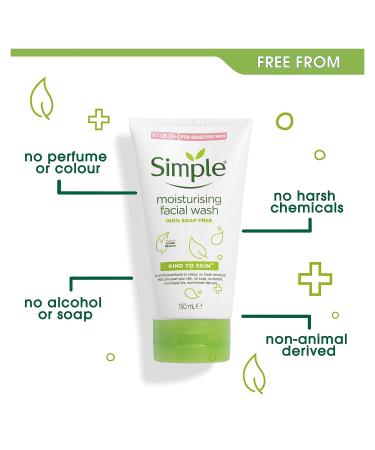Simple Kind to Skin Moisturising Facial Wash 150ml - Gentle Daily Face Cleanser - Buy Online on SooperMarket.com