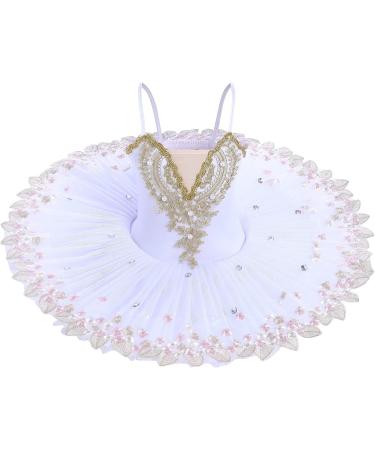 Girls Ballet Leotard with Platter Tutu & Swan Lake Feather Hem, White, 7-8 Years - Buy Online on SooperMarket.com
