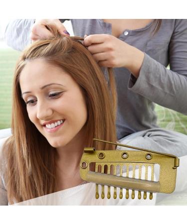 4 Gold Hair Extension Clamps - Metal Wig Clinging Snap Wing Brackets with 10 Teeth for Women's Hair Extensions - Buy Online on SooperMarket.com