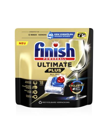 Finish Ultimate Plus dishwasher tabs - dishwasher flush for intensive cleaning fatty loose and shine - 18 tabs 18 pieces (1 Pack)