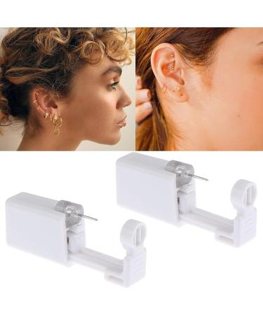 Silmy 2 Pack Ear Piercing Kit - Disposable Self Piercing Gun with Ear Stud & Clean Tool - Nose Studs Cartilage Tragus Helix Piercing Gun - Silver White1 - Buy Online on SooperMarket.com