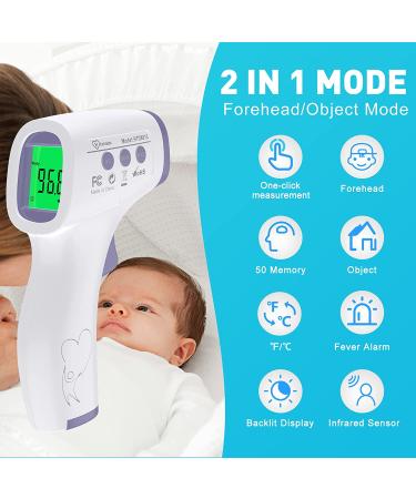 Digital No Touch Thermometer for Adults & Kids - Infrared Fever Alarm with Instant Accuracy - Purple - Buy Online on SooperMarket.com