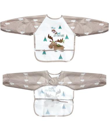 Shop LISOPO Baby Bibs - Waterproof Sleeved Bibs for 6-36 Months | 3pcs Washable & Durable - Buy Online on SooperMarket.com