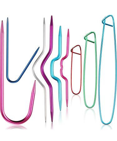 9 Pieces Cable Stitch Holders  Mixed Color Aluminum Cable Needles Stitch Holders  Safety Pin Brooch Weaving Needle Sweater Knitting Tool  Bent Tapestry Needles for Yarn Sewing Knitting