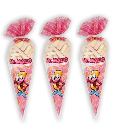 Mr. Mallo Marshmallow pointed bag |Foam sugar colorful mix for birthdays carnival parties |Practical with clip closure (3x250g)
