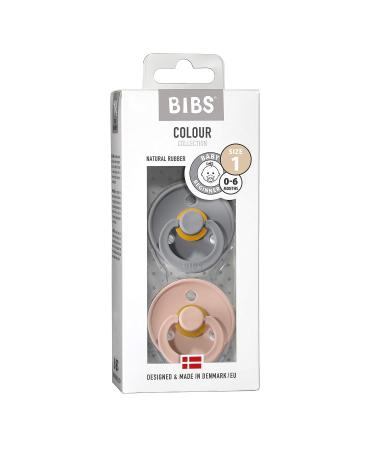 BIBS Natural Rubber Baby Pacifiers - Set of 2 BPA-Free Soothers | Made in Denmark | Cloud/Blush | Size 0-6 Months - Buy Online on SooperMarket.com