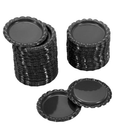 PATIKIL 1 Inch Flat Decorative Bottle Caps 50 Pack Craft Bottle Pendant Trays Double Sides Printed for DIY Pendants Craft Scrapbooks Black