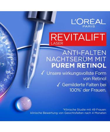 L'Or al Paris Revitalift Laser Anti-Wrinkle Night Serum with Pure Retinol Vitamin A Nourishing Oil & Hyaluronic Acid 30 ml - Buy Online on SooperMarket.com