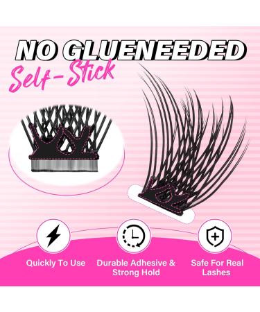PRO Self Adhesive Eyelashes Kit - 120pcs Press On Lashes Lash Fixative & Remover Easy Home Application | Velvety D-10-18mix Eyelash Extension Set - Buy Online on SooperMarket.com