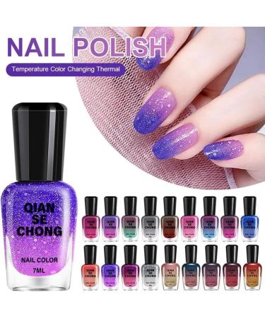 Colorful Nail Polish Quick Drying Long-Lasting Nail Varnish with Thermal Temperature Color Changing Diamond Glitter Reflective Nail Polish for DIY Nail Art at Home #20 - Buy Online on SooperMarket.com