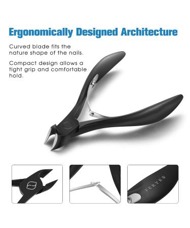 FERYES Precision Toenail Clipper | Stainless Steel Nail Cutter for Thick or Ingrown Toenails | Podiatrist Recommended | Manicure Pedicure Clipper - BLACK - Buy Online on SooperMarket.com