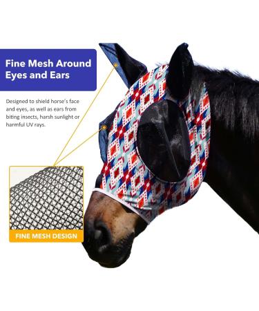 Harrison Howard Super Comfort Stretchable Fly Mask for Horses | UV Protection Soft & Breathable | XL Extra Full Size Tribal Abstract - Buy Online on SooperMarket.com