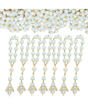 Awtilife 30 Pc San Joaquin Creations Ivory Color and 30 Organza Gift Bags Baptism Favors with Angels Mini Rosaries Gold Plated for Christening Favors Baby Shower