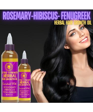 Extra-Strength Herbal Hair Growth Oil - Rosemary Hibiscus & Fenugreek - 4 oz for All Hair Types | International Shipping Available - Buy Online on SooperMarket.com