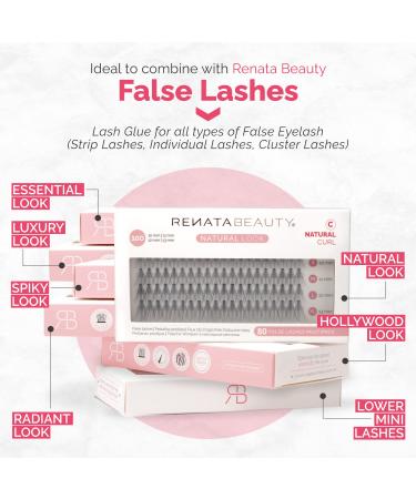 Renata Beauty 24-Hour Transparent Lash Glue for False Eyelash Extensions - Waterproof, Dual-Function Brush Tube - Compatible with Glue Remover - Buy Online on SooperMarket.com