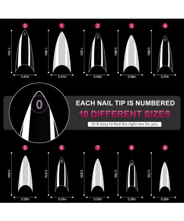AORAEM Stiletto Nail Tips - 1000Pcs Acrylic False Nails Set with Bag (Short Clear+Natural) - Buy Online on SooperMarket.com