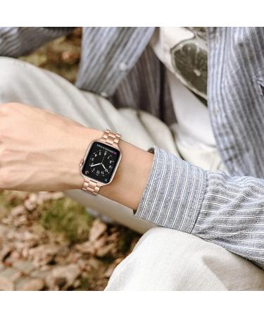 OMIU Thin Band Compatible with Apple Watch - Premium Stainless Steel Metal Replacement Wristband for iWatch 38mm/40mm/41mm - Rose Gold - Adjustable Strap for Women and Men - Buy Online on SooperMarket.com