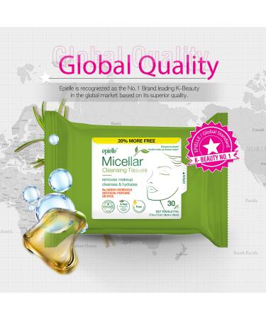 Epielle Micellar Makeup Cleansing Wipes - Gentle, Hypoallergenic, Alcohol-Free - 30 Towelettes per Pack (4 Pack) - Perfect Beauty Stocking Stuffers! - Buy Online on SooperMarket.com