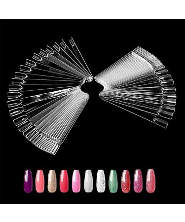 100 pieces nail tips nail display swatches nail nail polish display ring sticks nail salon exercises display transparent nail art tips