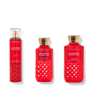 Bath and Body Works - Strawberry Pound Cake - Daily Trio   Fall 2020 - Shower Gel  Fragrance Mist & Body Lotion
