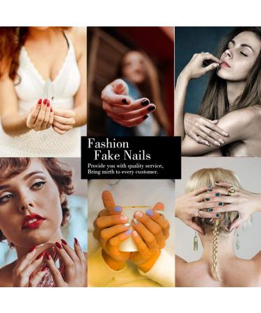 Bmirth Flame Glossy Press on Nails - Long White Coffin False Nails for Women and Girls (Style 3) - Buy Online on SooperMarket.com