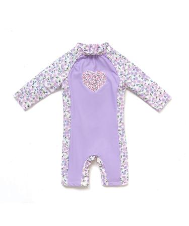 Bonverano Baby Girls UPF 50+ UV Protection One Pieces Sunsuit with Sun Cap(Lavender 9-12Months) 9 Months Lavender