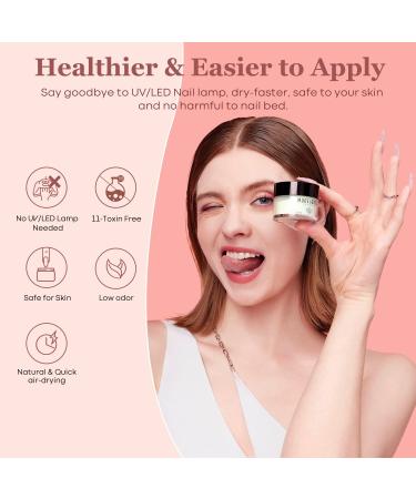 Modelones 6 Color Dip Powder Nail Kit Starter Set | Nude Pink Glitter | Base/Top Coat Activator | French Manicure DIY Salon Golden - Buy Online on SooperMarket.com