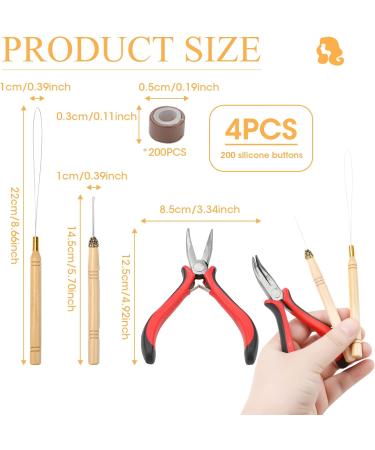 Professional Hair Extension Tools Kit with 200 Silicone Nano Beads - Hair Extension Pliers, Loop Threader - Brown - Buy Online on SooperMarket.com