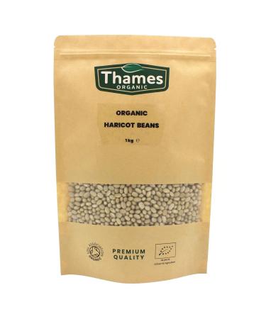 Organic Haricot Beans 1kg - High Fibre High Protein No Additives No Preservatives Raw Vegan GMO-Free Certified Organic - Nutritious and Flavorful - Great for Soups Salads - Thames Organic 1.00 kg (Pack of 1)