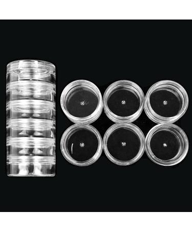 Beauticom 5G/5ML Stackable Clear Round Plastic Jars with Screw Cap Lid for Storing Cosmetics Crafts Coins Flowers Buttons (2 Columns (12 Pieces))