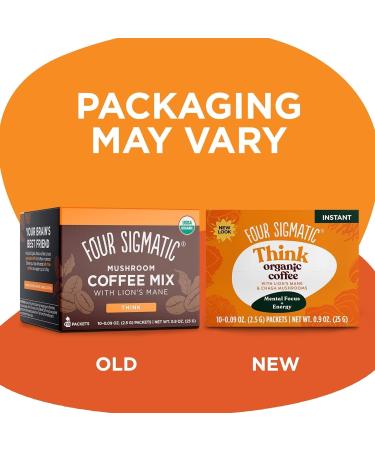 Foods Mushroom Instant Coffee Four Sigma Organic and Fair Trade with Lions Mane Chaga & Mushroom 10 x 2 5 g each Packets (25g) Midium Roast - Buy Online on SooperMarket.com