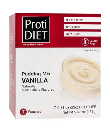 ProtiDiet Creamy High Protein Vanilla Pudding 15g Protein Low Calorie Low Carb Low Fat Low Sugar Aspartame Free No Gluten Ingredients KETO Diet Friendly Ideal Protein Compatible 7/ Box