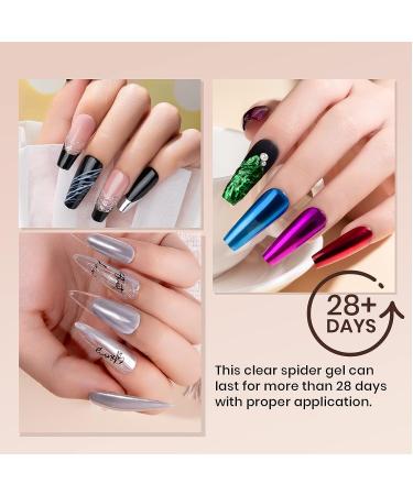 MIZHSE Clear Spider Gel + 6 Colors Chrome Nail Powder Set for Metallic Mirror Effect Nail Art - DIY Manicure Kit - Buy Online on SooperMarket.com