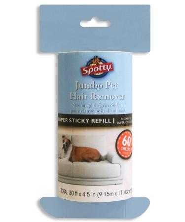 Spotty Jumbo Extra Sticky Adhesive Lint Roller Refill Pet Cat & Dog Hair Remover for Clothes and Furniture 60 Sheet ct