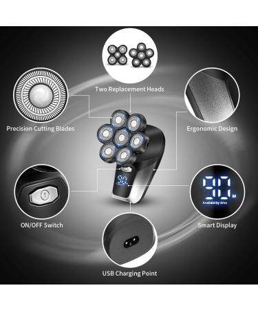 Vsmooth Bald Head Shaver for Men - Rotary Multifunctional Electric Shaver for Close Face Shaving - Cordless & Waterproof Rechargeable Razor - Buy Online on SooperMarket.com