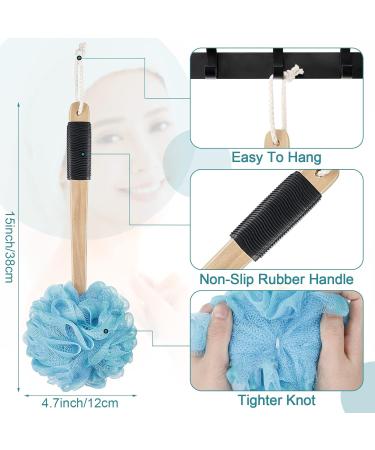 Sunnyray 5 Count Shower Loofah on a Stick - Exfoliating Nylon Mesh Luffa Bath Sponges for Deep Cleansing - Long Handle Back Scrubber for Men and Women (Multicolor) - Buy Online on SooperMarket.com