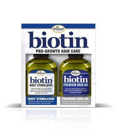 Difeel Biotin Pro-Growth Root Stimulator & Difeel Biotin Premium Hair OIl 2.5 oz. - 2-PIECE Boxed Gift Set - Biotin Hair Treament Collection for Hair Growth