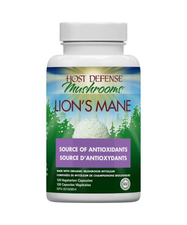 Host Defense Lions Mane Mushroom Supplement 120 Mushroom Capsules for Brain Health | 1000mg Lion's Mane Powder per Serving |Mushroom Supplements for Brain & Nervous System Support | Mushroom Powder Extract Pills Host Defense Mushrooms| Lion's Mane Pills