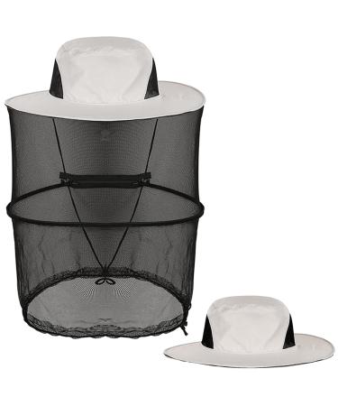 Drasry Mosquito Head Net Hat Fishing Hat Sun Hat Hunting Fisherman Hat with Mesh Hiking Gardening Hat Grey 1pcs 0