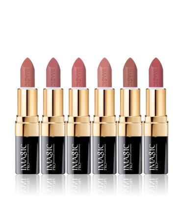 CCbeauty 6 Colors Lipsticks Set Matte for Girls Women Waterproof Long-Lasting Moisturizing Makeup Lipsticks Nude and Natural Color Light  Mothers Valentine's Day Gift Sets for Her  Girls Women 6 color set light