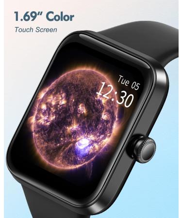 24/7 Heart Rate Blood Oxygen Sleep Tracker Smart Watch Fitness Tracker | Waterproof Touchscreen Smartwatch for Men Women - Black - Buy Online on SooperMarket.com